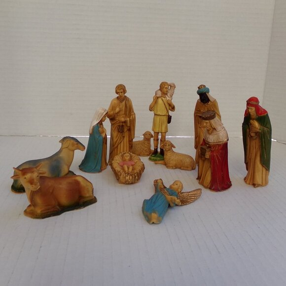 Vintage ART Nativity Scene Creche Figure Set of 12 Hong Kong Christmas Decor - Picture 1 of 14